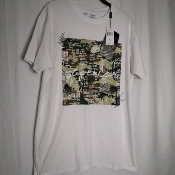 Bleecker & Mercer White Tee Printed Camo W/ Embroidered Superior Mens Sz XL NWT - Picture 1 of 11